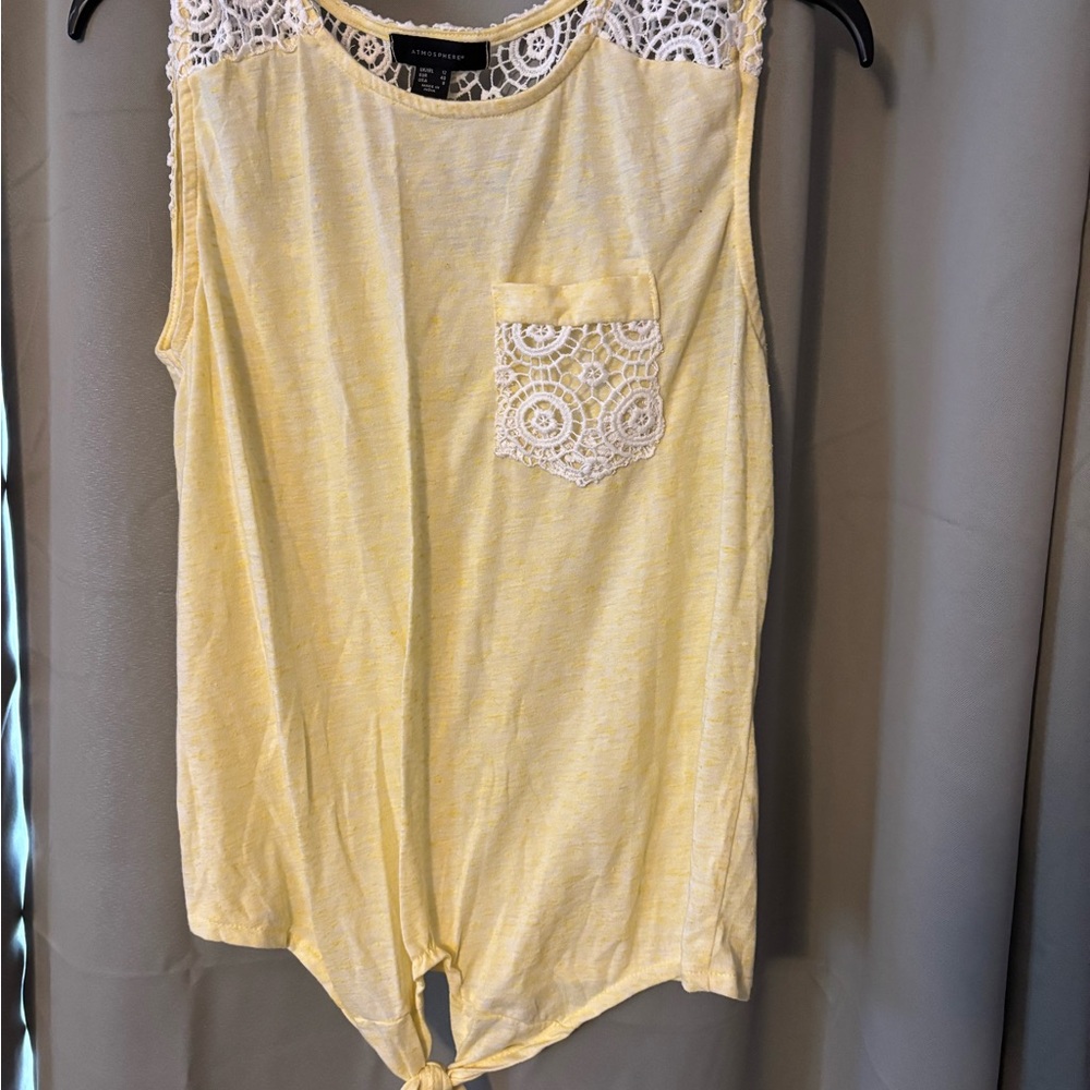 Atmosphere Yellow Lace Accent Top